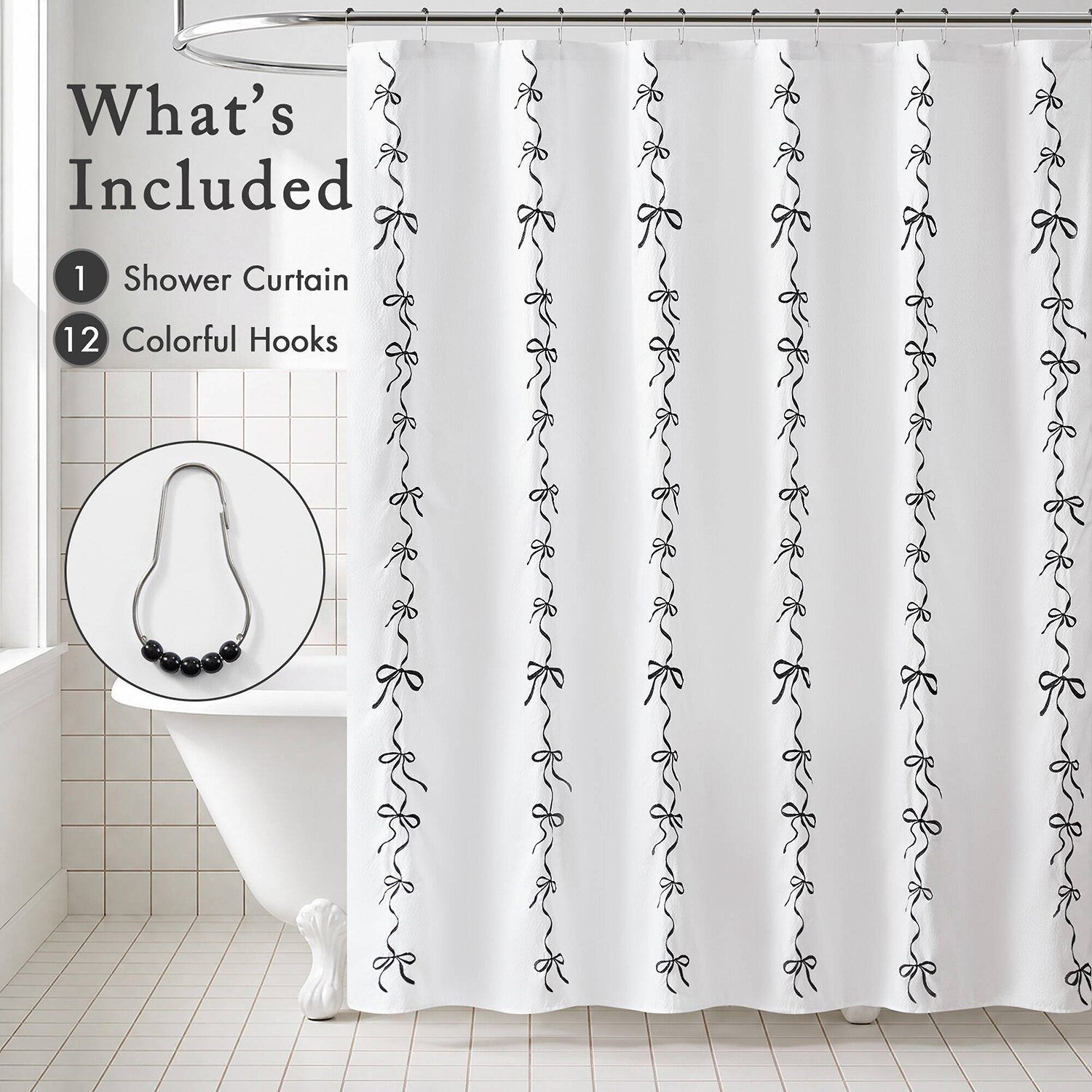 Madison Park Essentials Addison Bowed Shower Curtain