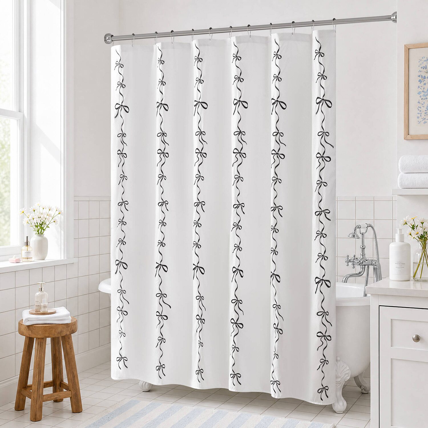 Madison Park Essentials Addison Bowed Shower Curtain