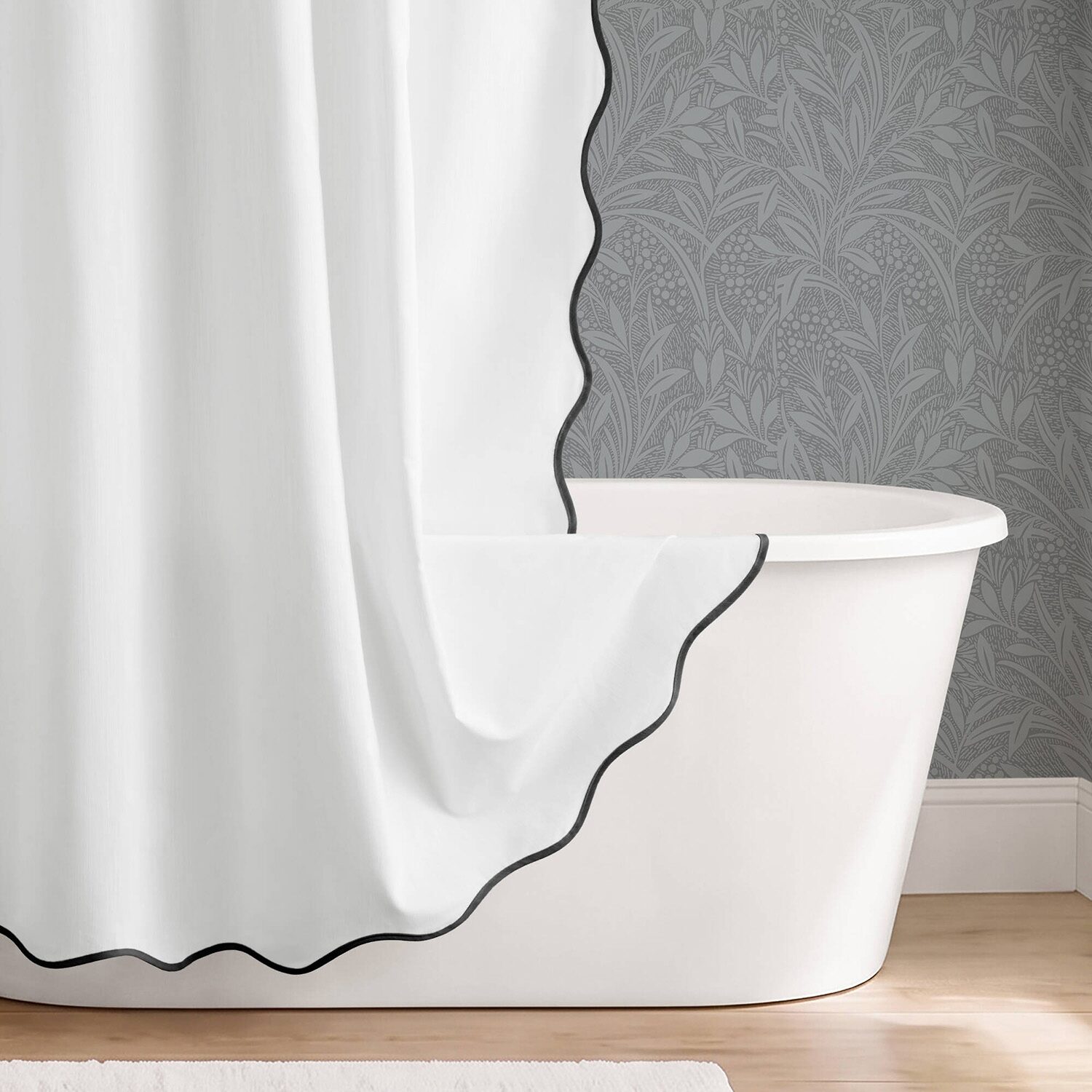 Laura Ashley Petal Bloom Scalloped Shower Curtain