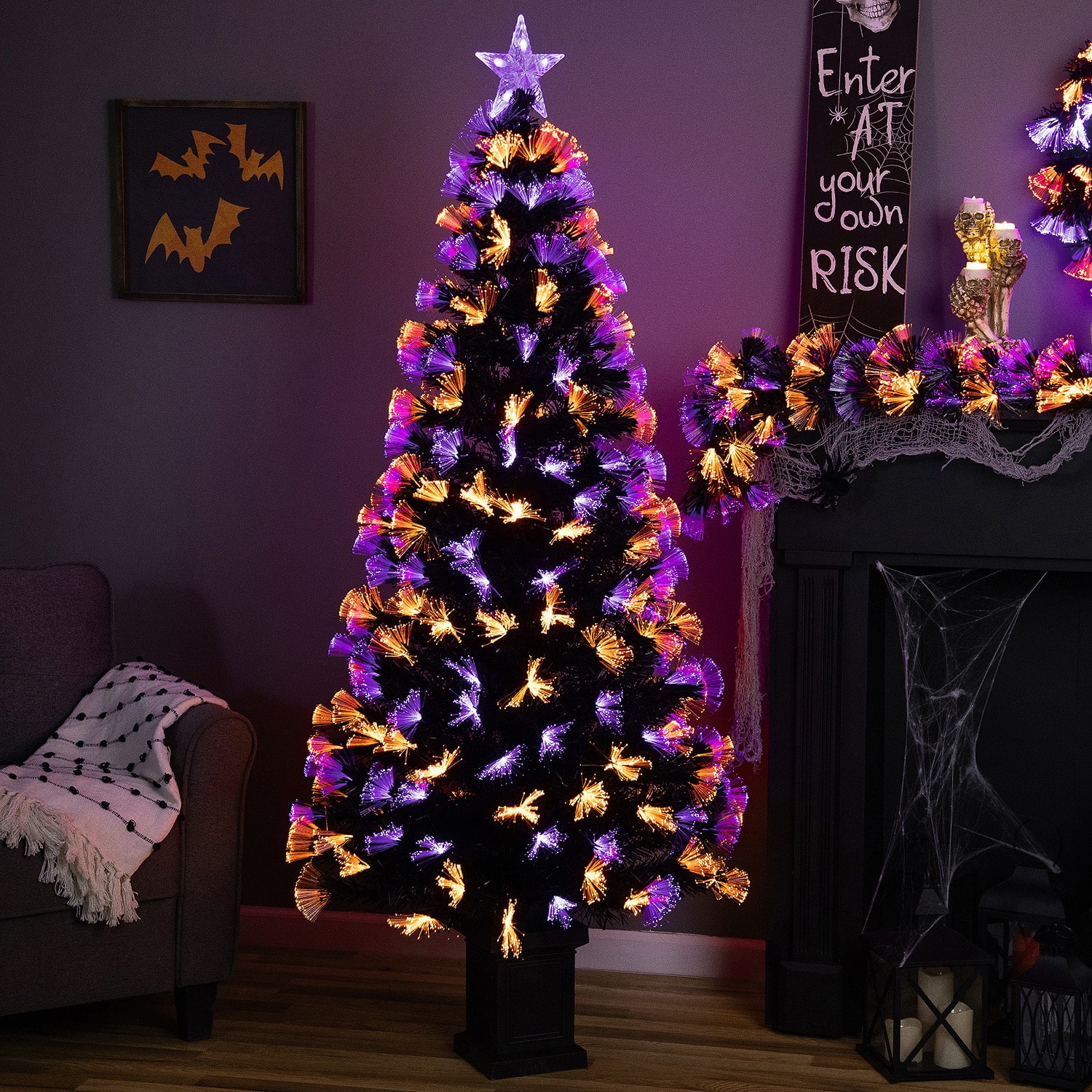 Northlight 6 Ft 8-Function Led Fiber Optic Pine Indoor Artificial Tree