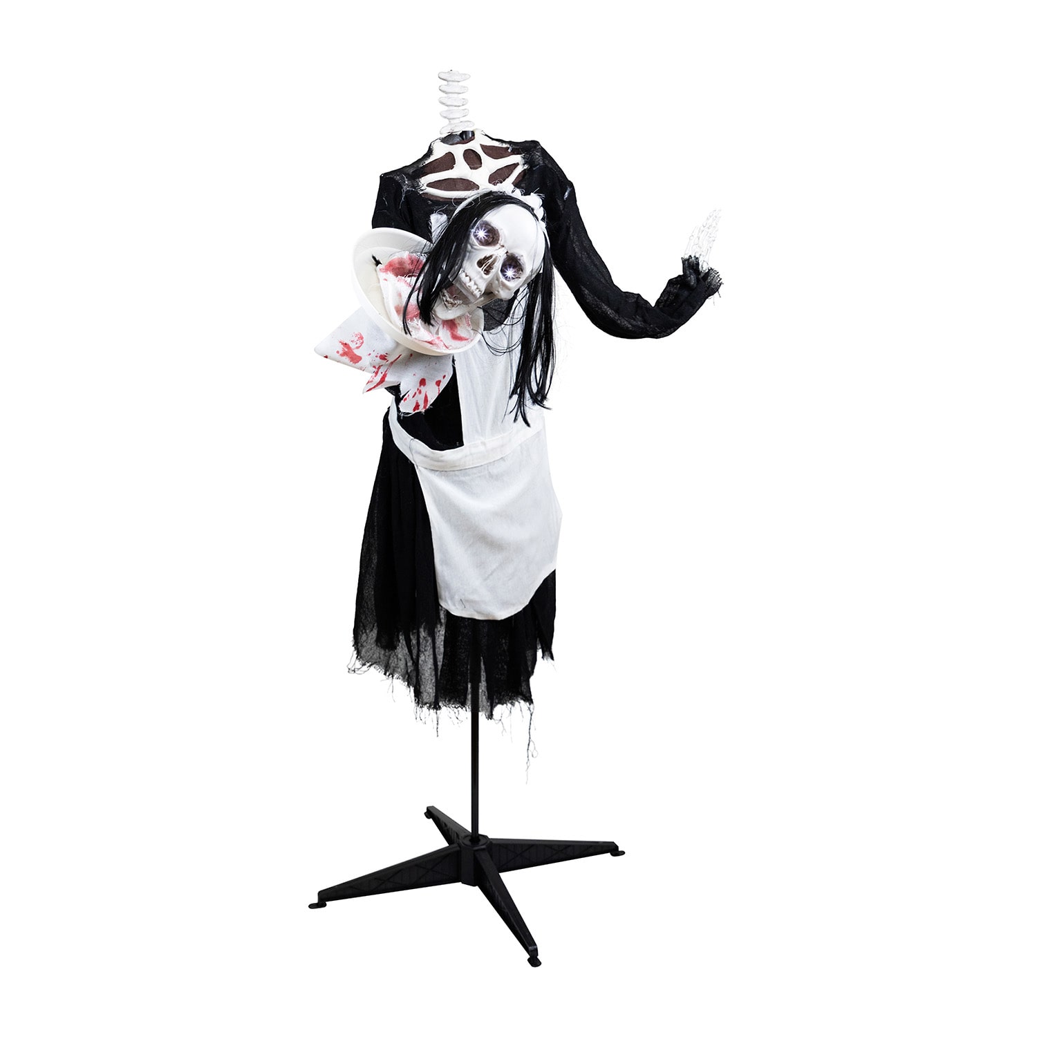 Northlight 57" Led Lighted And Animated Skeleton Maid Head In Hand Halloween Yard Art