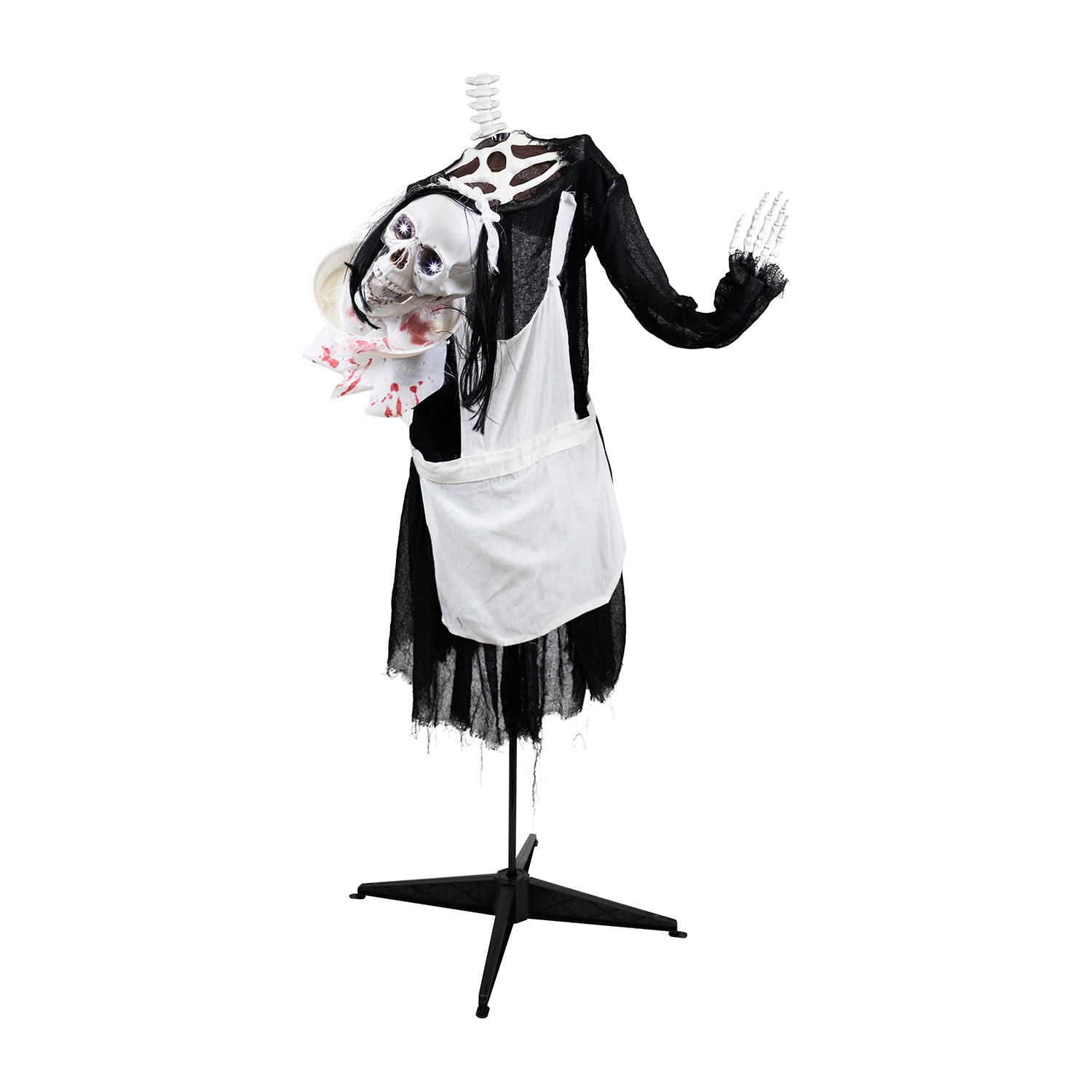 Northlight 57" Led Lighted And Animated Skeleton Maid Head In Hand Halloween Yard Art