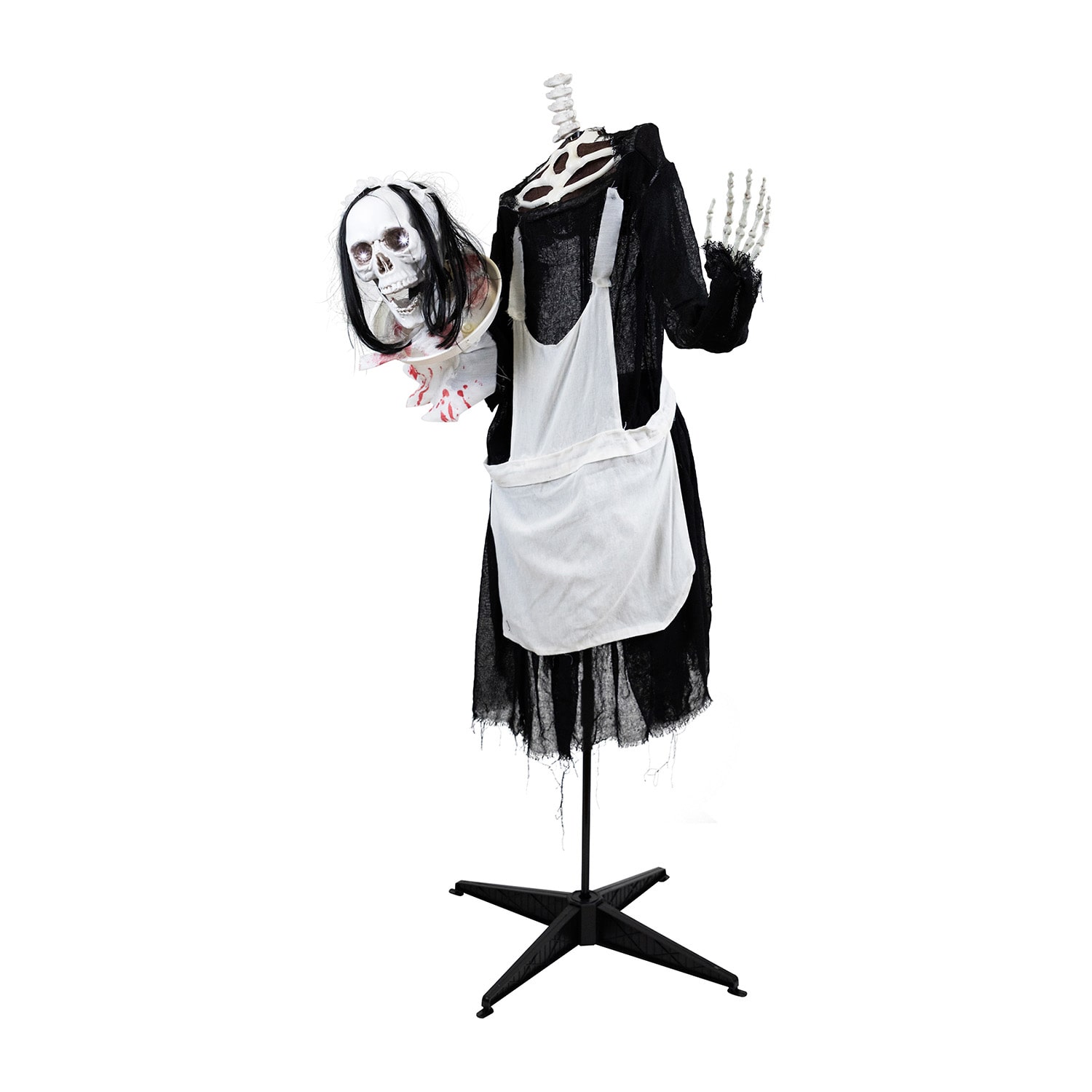 Northlight 57" Led Lighted And Animated Skeleton Maid Head In Hand Halloween Yard Art