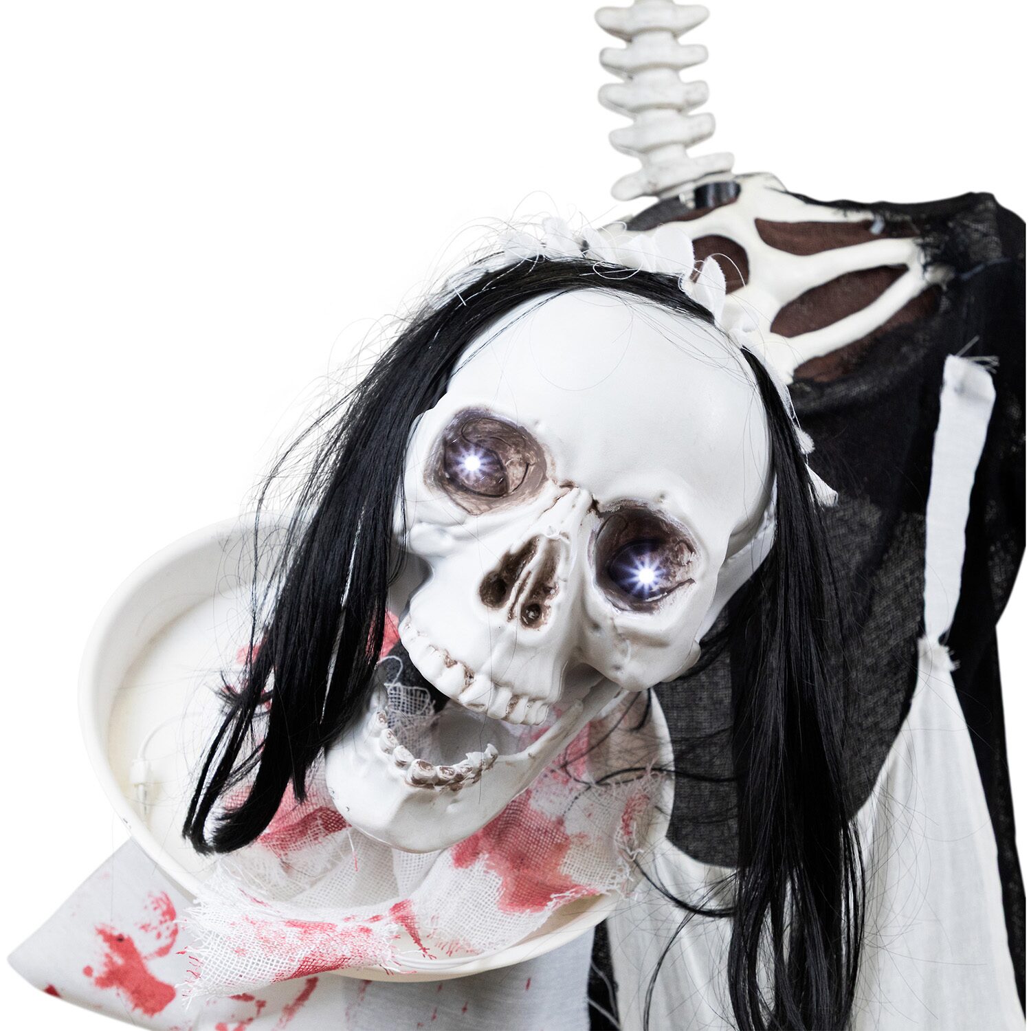 Northlight 57" Led Lighted And Animated Skeleton Maid Head In Hand Halloween Yard Art