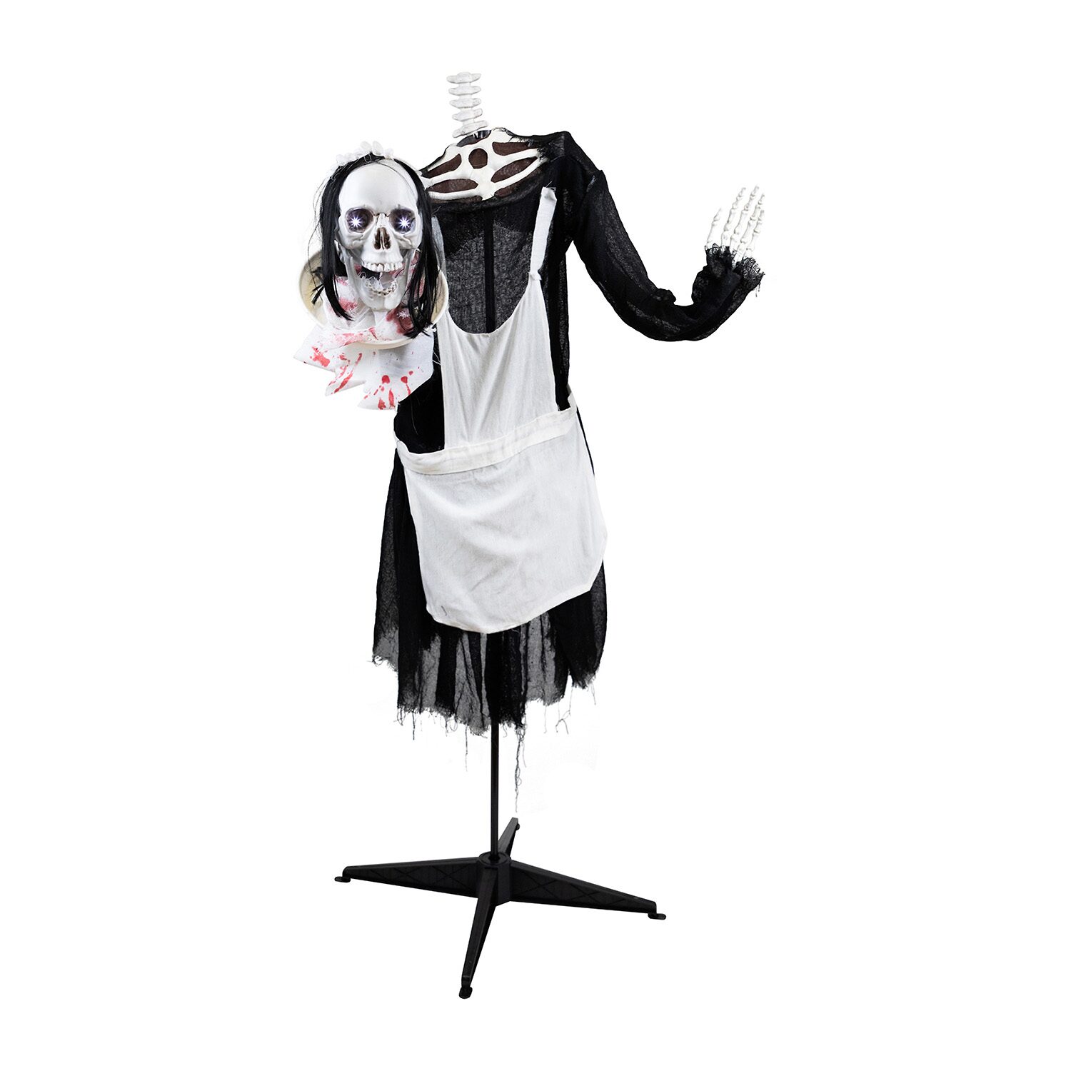 Northlight 57" Led Lighted And Animated Skeleton Maid Head In Hand Halloween Yard Art