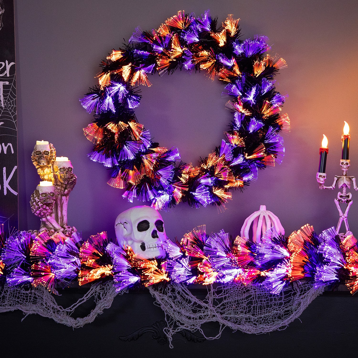 Northlight 24" Led Multi Function Fiber Optic Artificial Pre-Lit Wreath