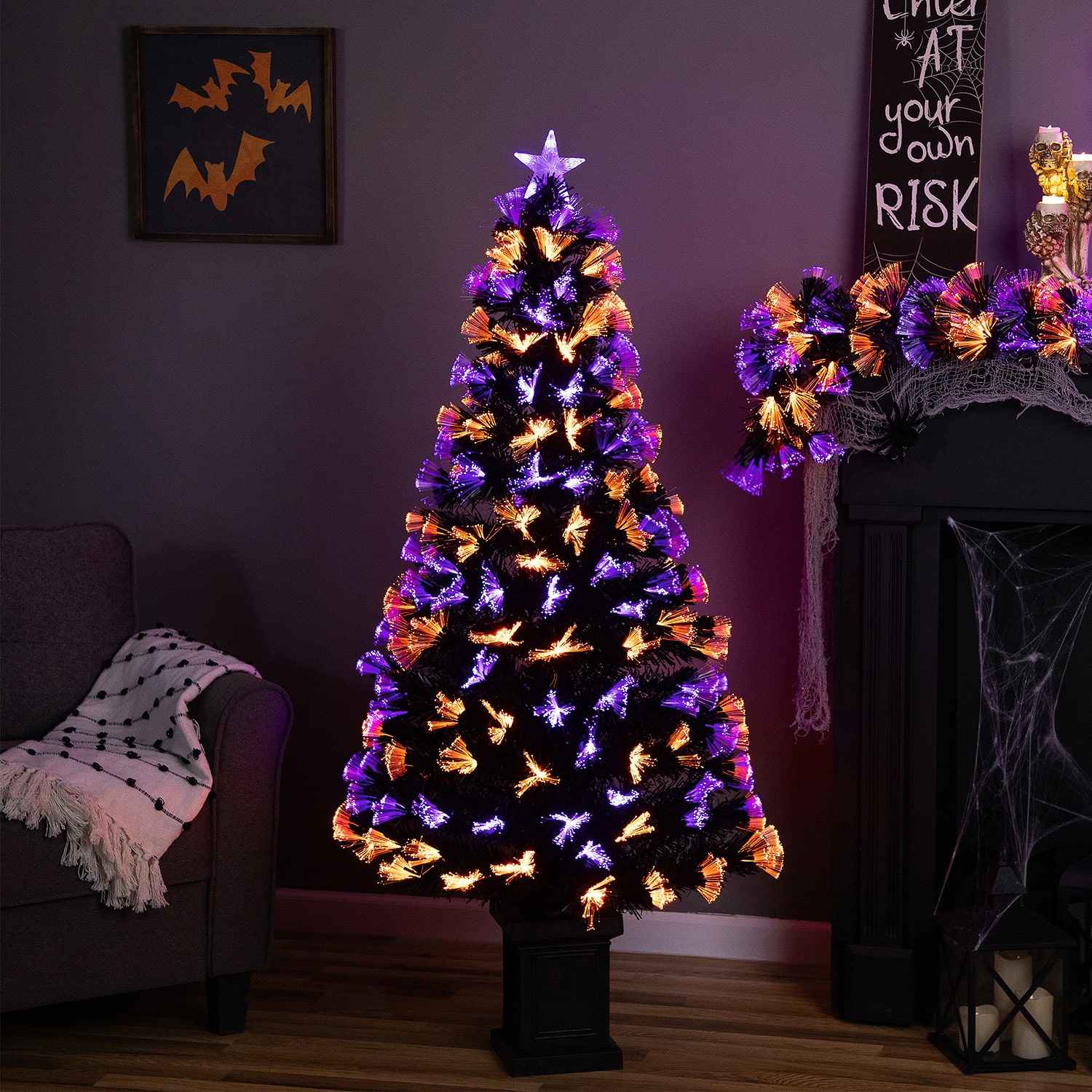 Northlight 5 Ft Led 8-Function Fiber Optic Pine Indoor Artificial Tree