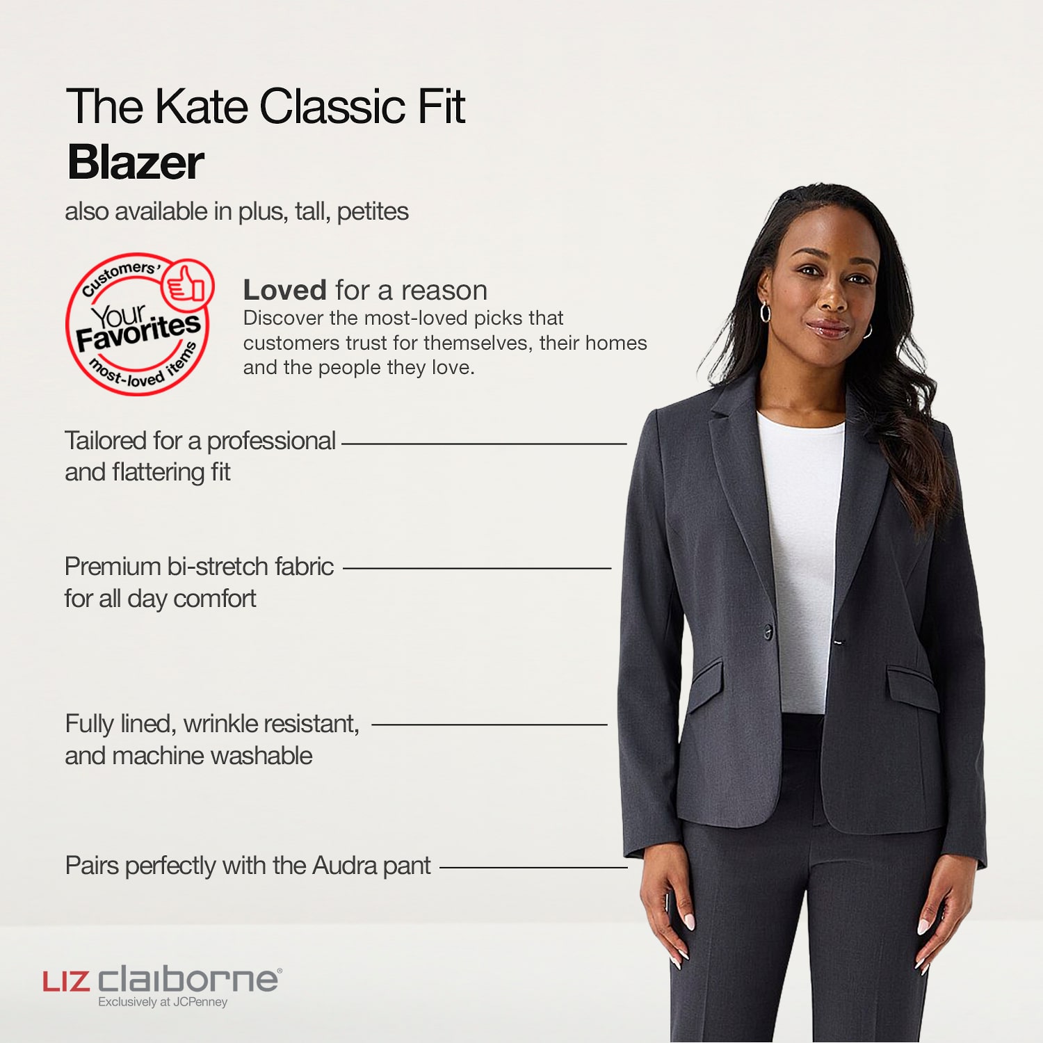 Liz Claiborne Kate Womens Tall Regular Fit Blazer
