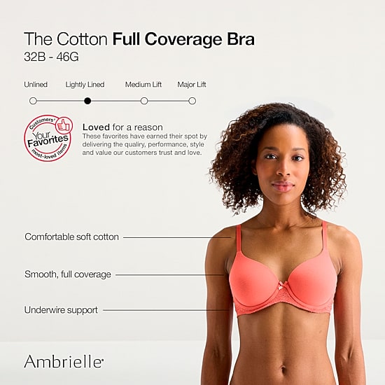 Ambrielle Cotton Full Coverage Underwire Bra