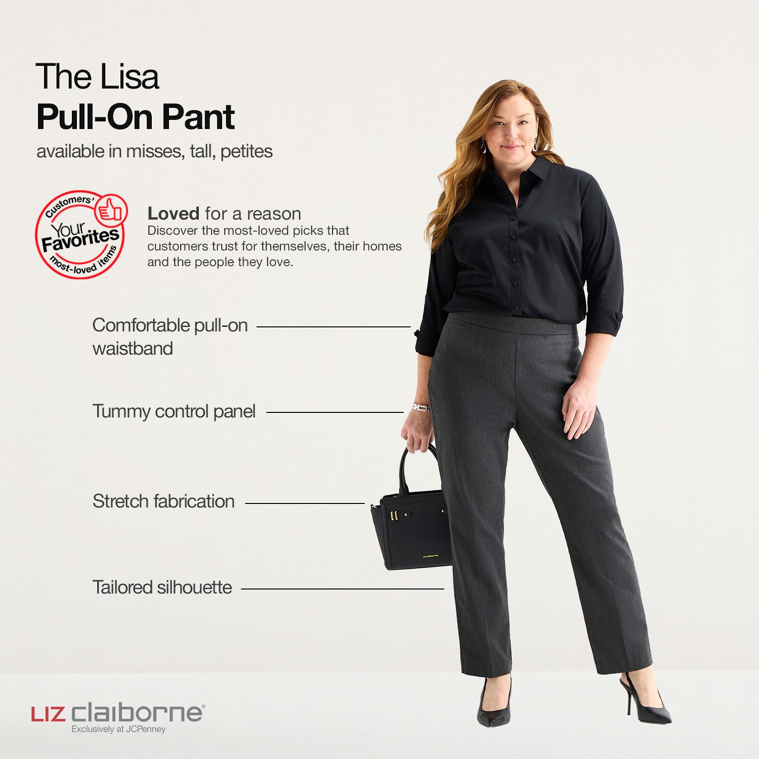 Liz Claiborne Lisa Womens Straight Pull-On Pant