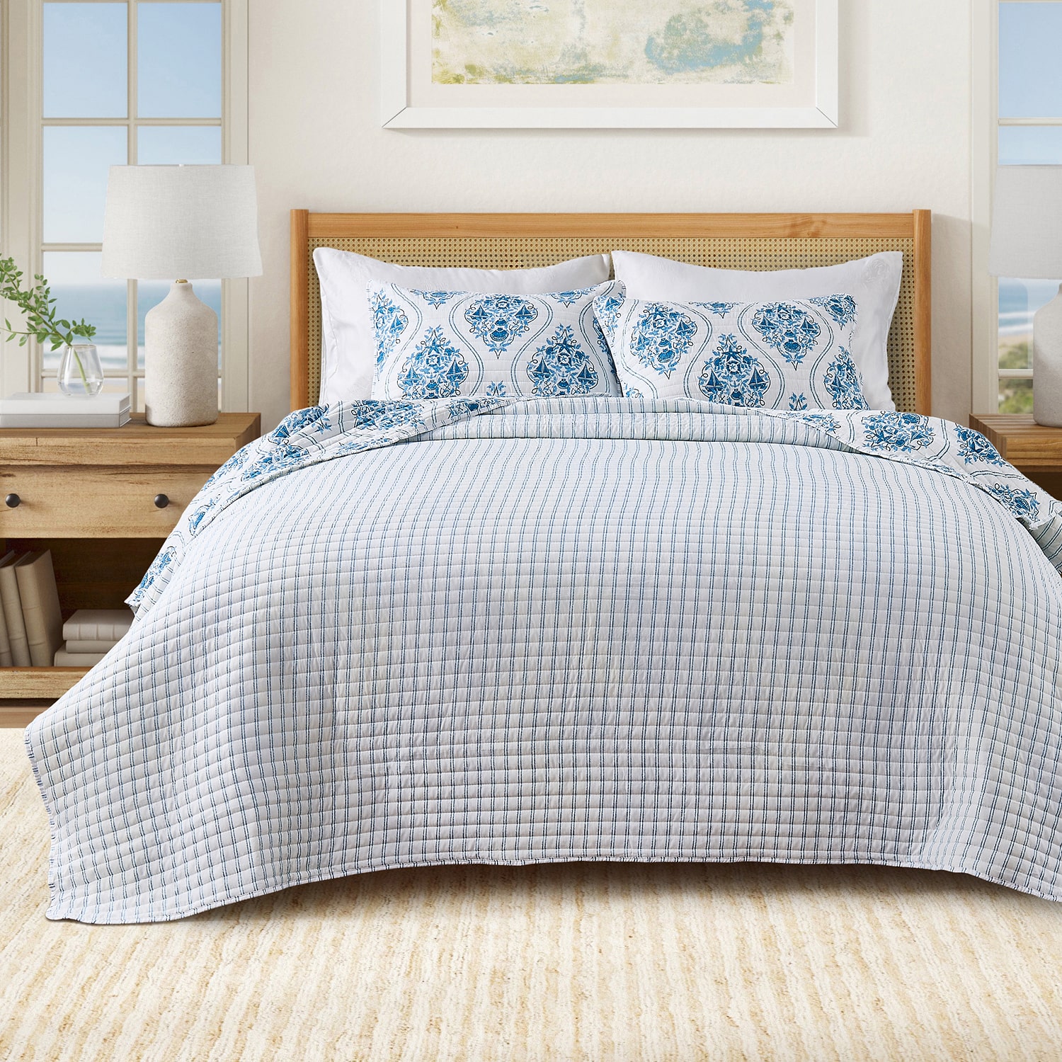 Linery Reversible Nautical Easy Care Quilt Set