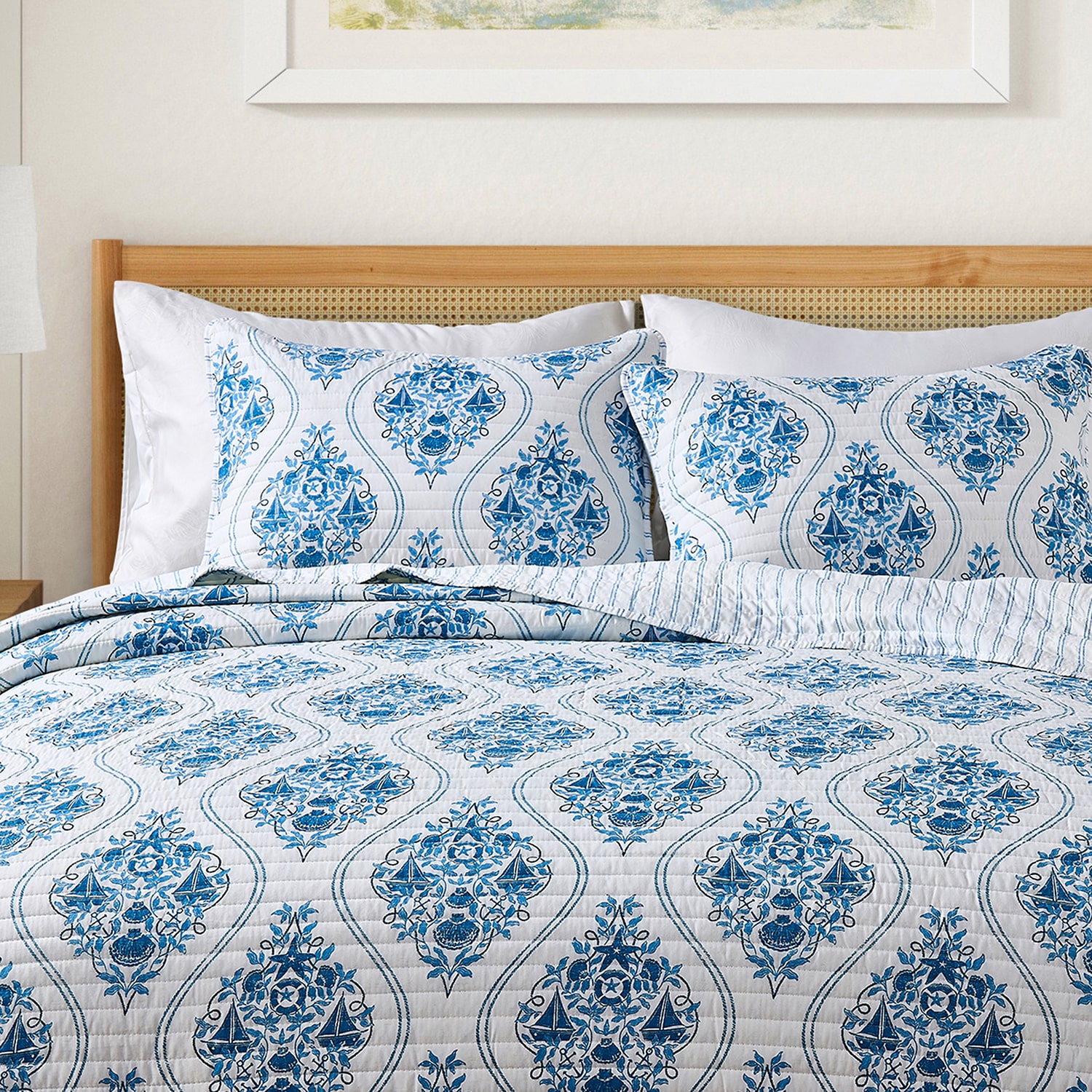 Linery Reversible Nautical Easy Care Quilt Set