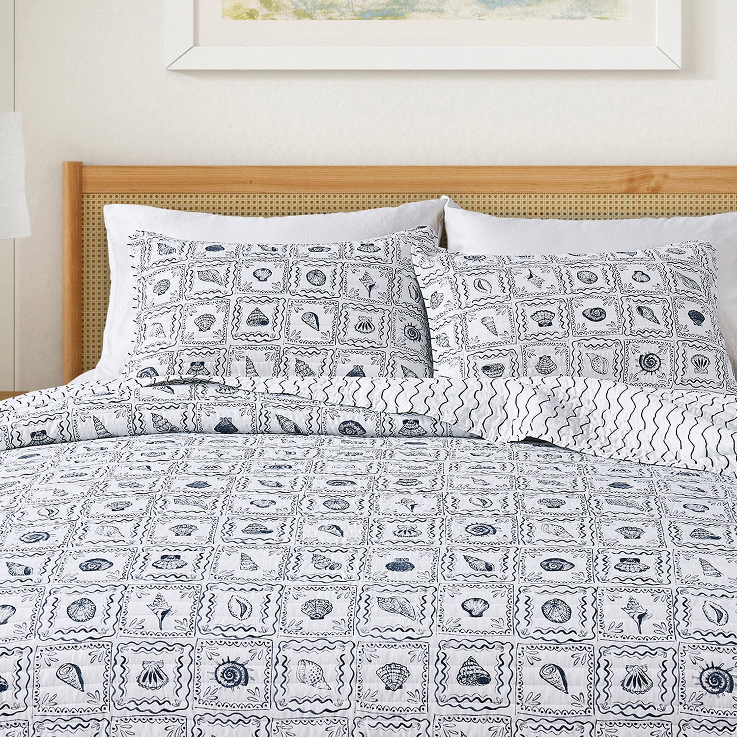 Linery Seashell Tile Reversible Quilt Set