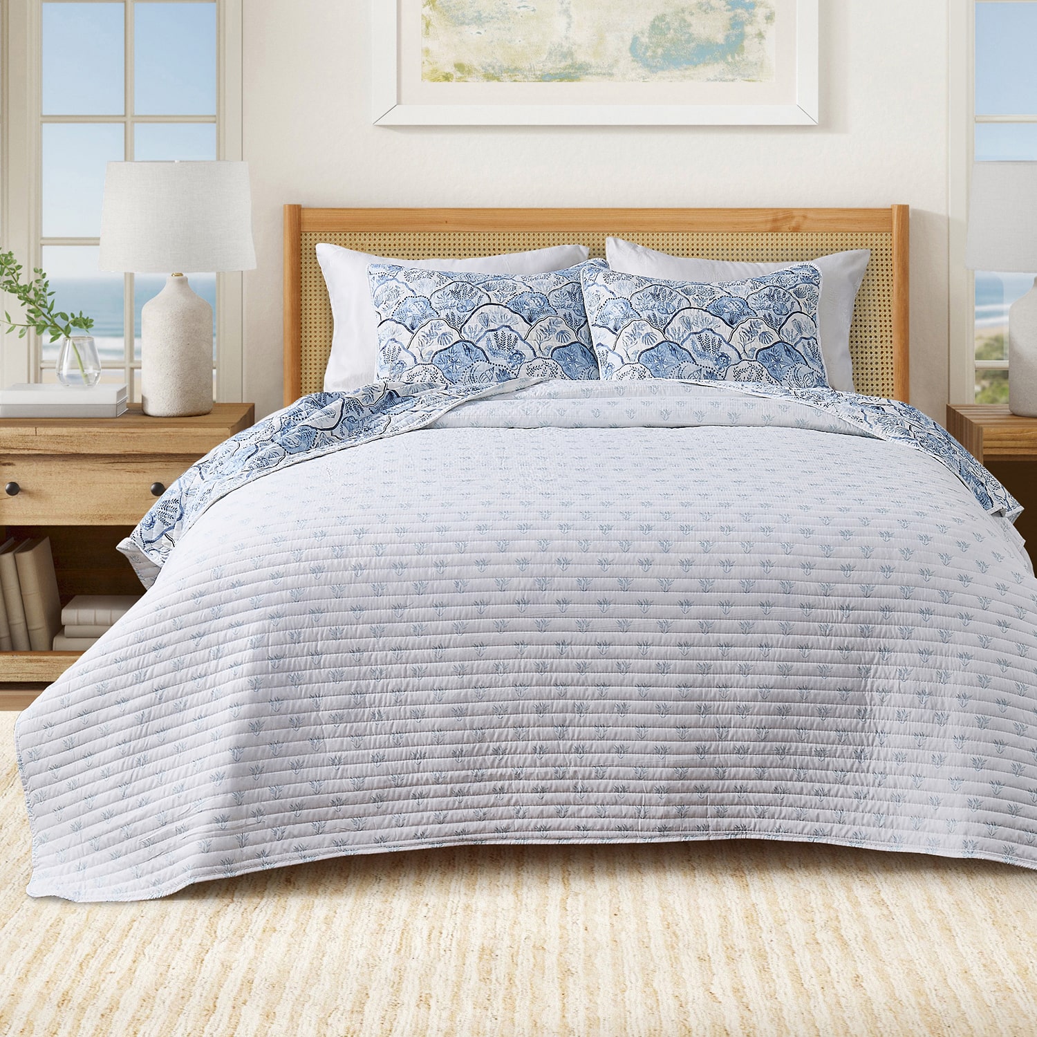 Linery Coastal Toile Reversible Quilt Set