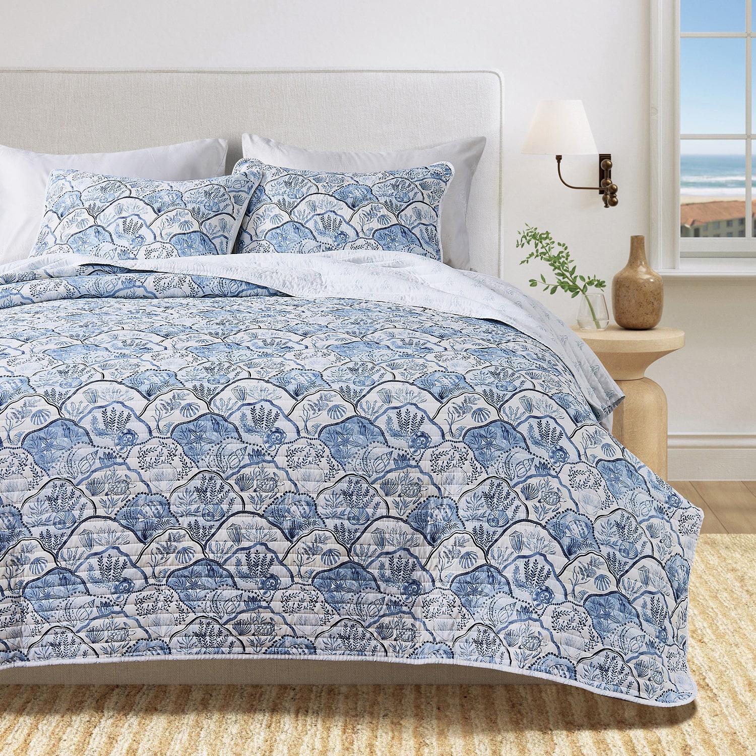 Linery Coastal Toile Reversible Quilt Set