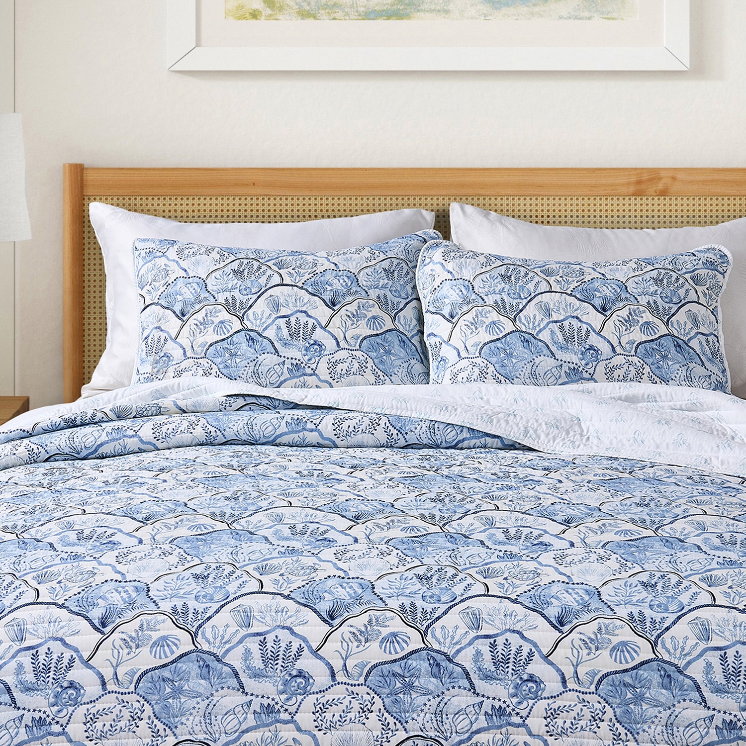 Linery Coastal Toile Reversible Quilt Set