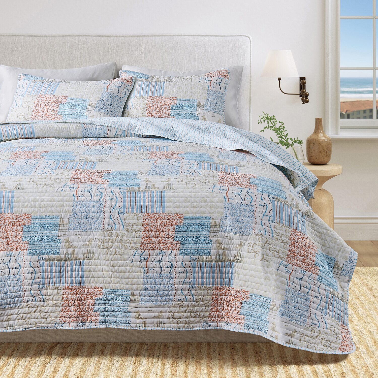Linery Coastal Patchwork Reversible Quilt Set