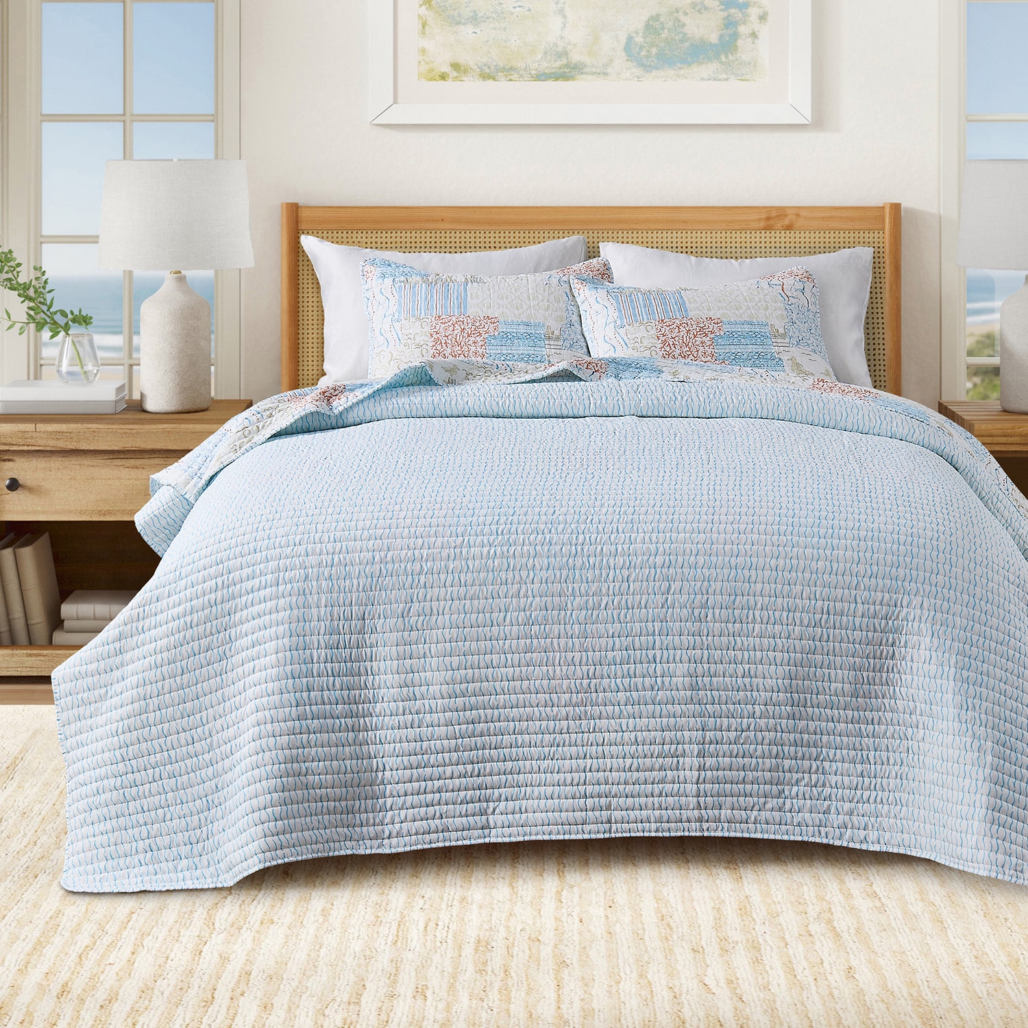 Linery Coastal Patchwork Reversible Quilt Set