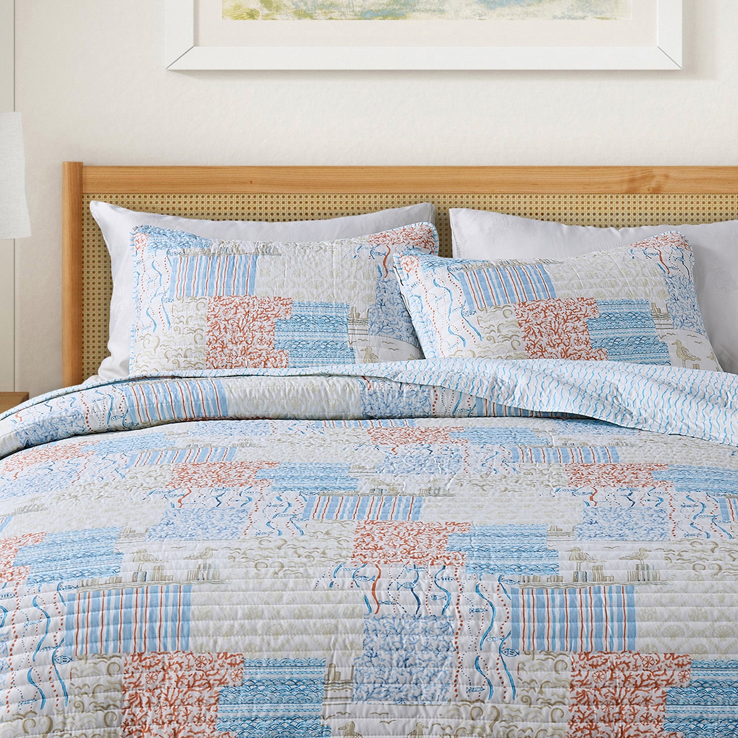 Linery Coastal Patchwork Reversible Quilt Set