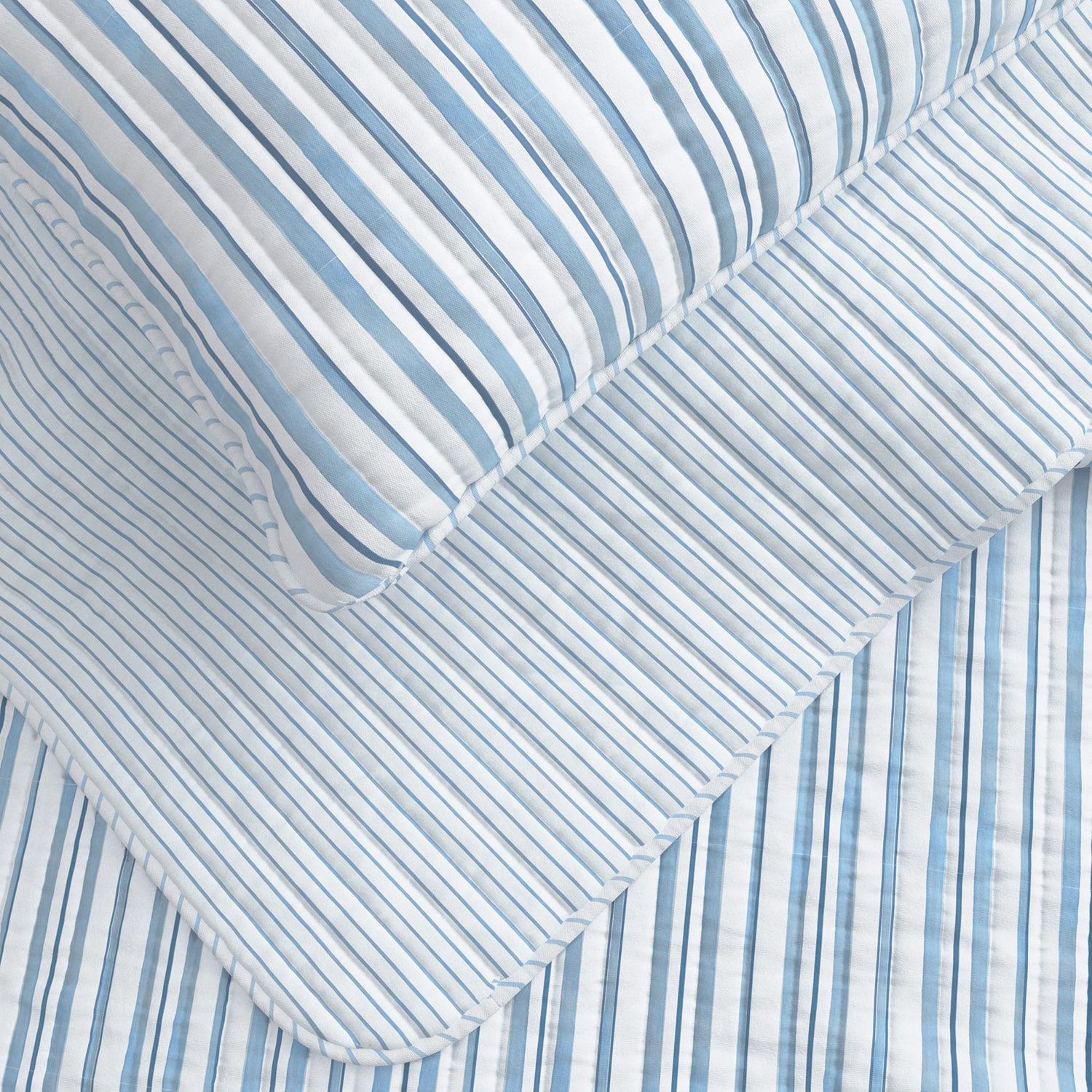Linery Blue Striped Reversible Quilt Set