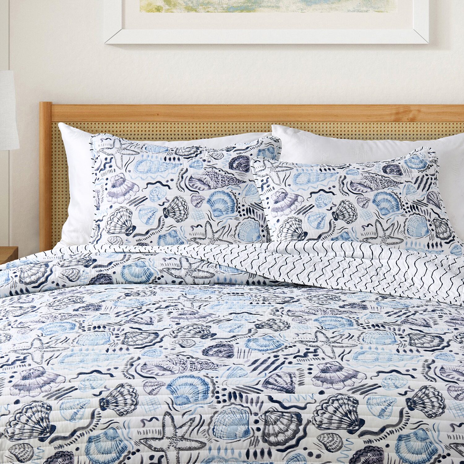 Linery Coastal Seashell Reversible Quilt Set