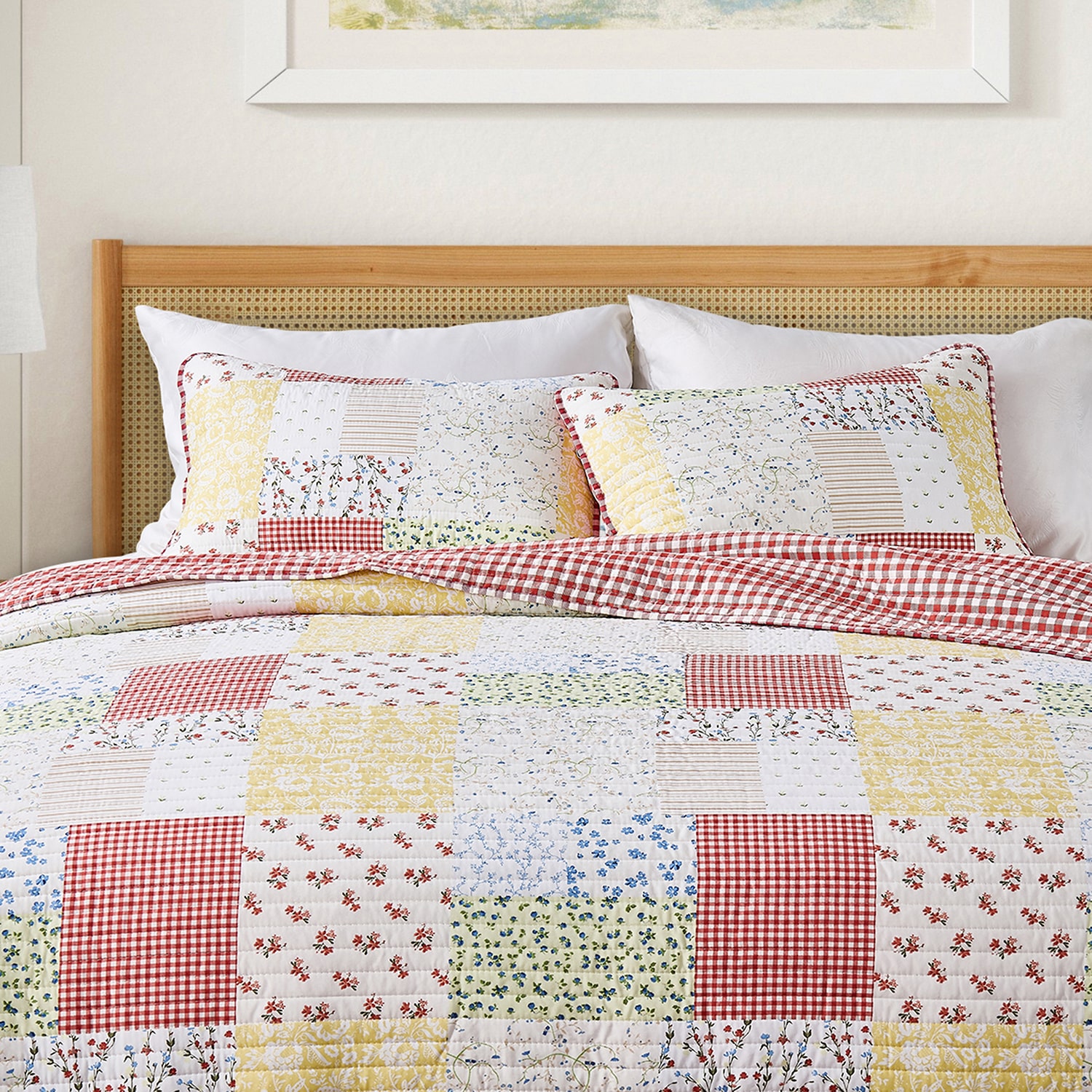 Linery Floral Patchwork Reversible Quilt Set