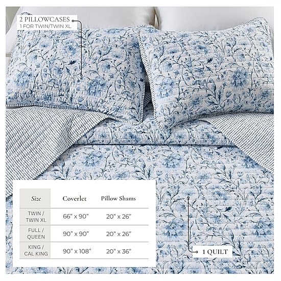 Linery Lightweight Floral Reversible Quilt Set