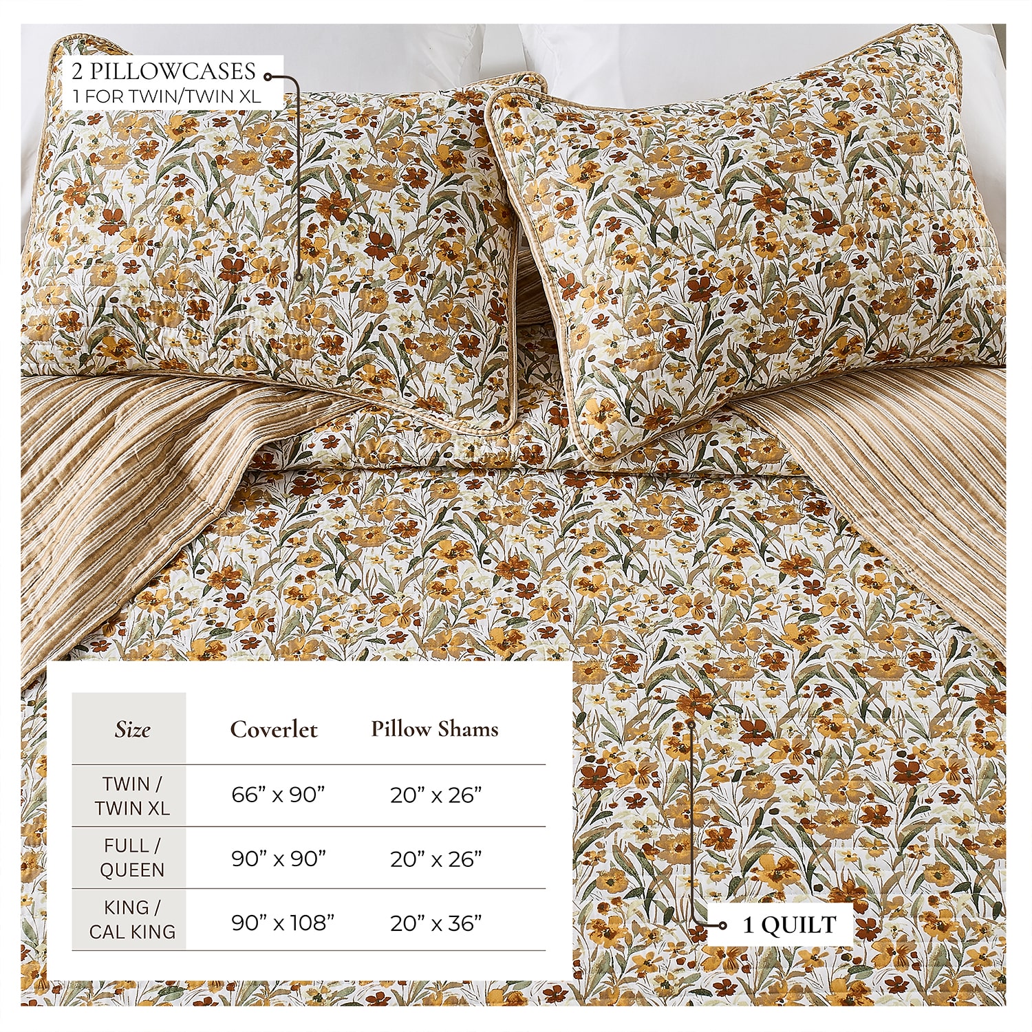 Linery Floral Meadow Printed Reversible Quilt Set