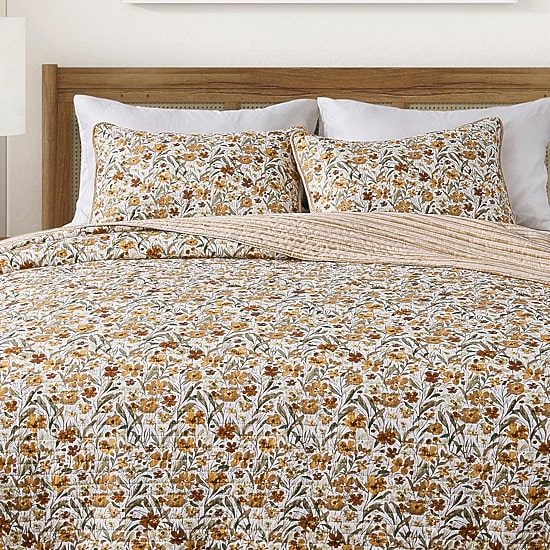 Linery Floral Meadow Printed Reversible Quilt Set