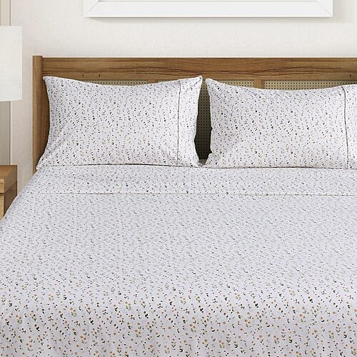 Linery Floral Printed Sheet Set, One Size, White