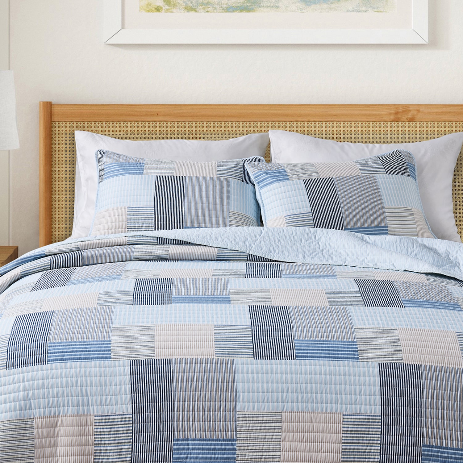 Linery Stripe Patchwork Reversible Quilt Set