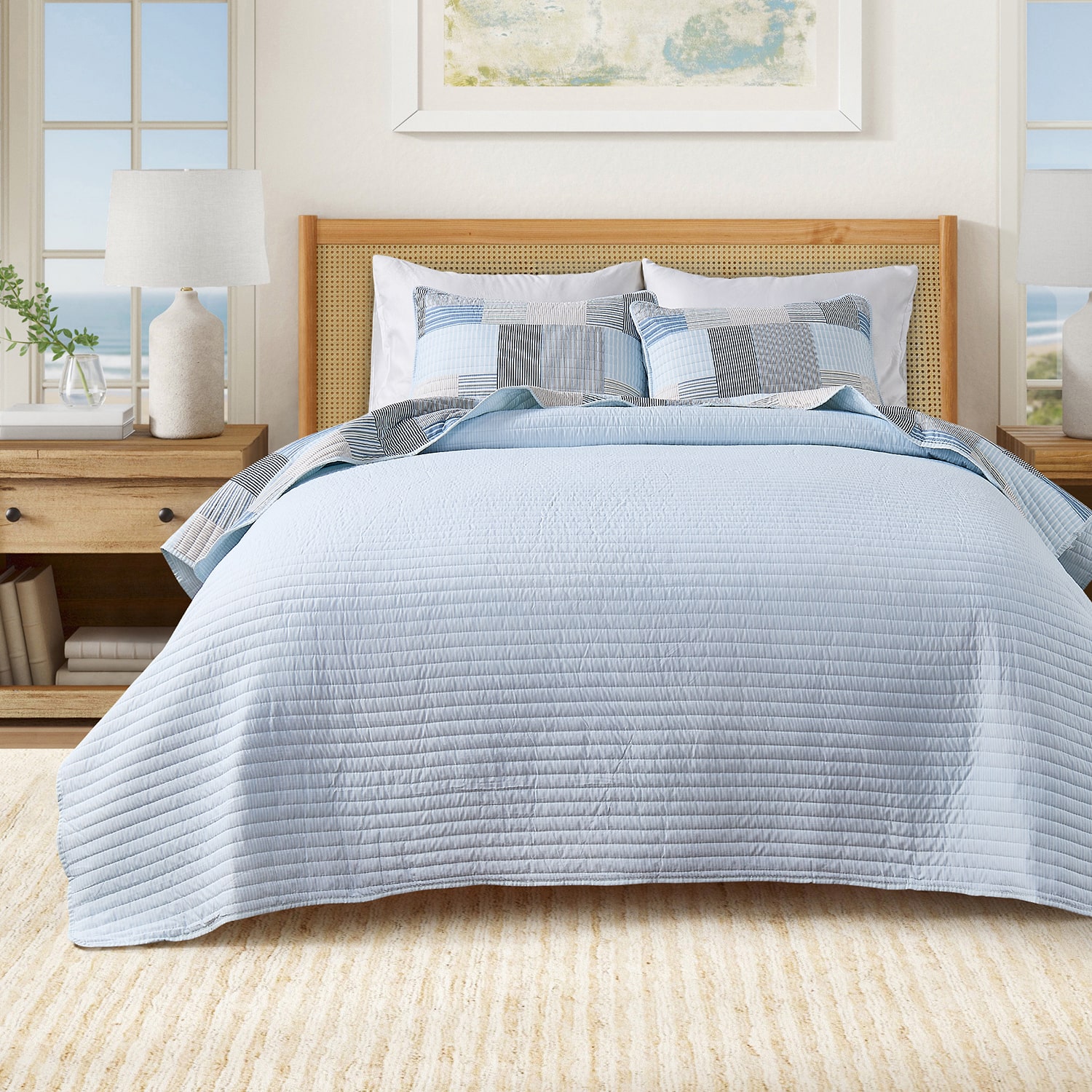 Linery Stripe Patchwork Reversible Quilt Set