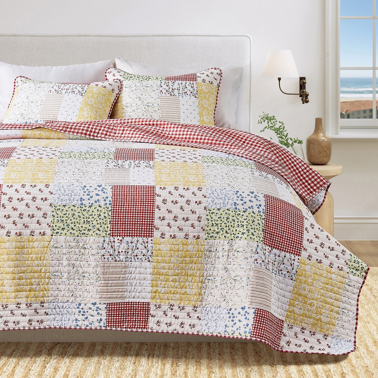 Linery Floral Patchwork Reversible Quilt Set