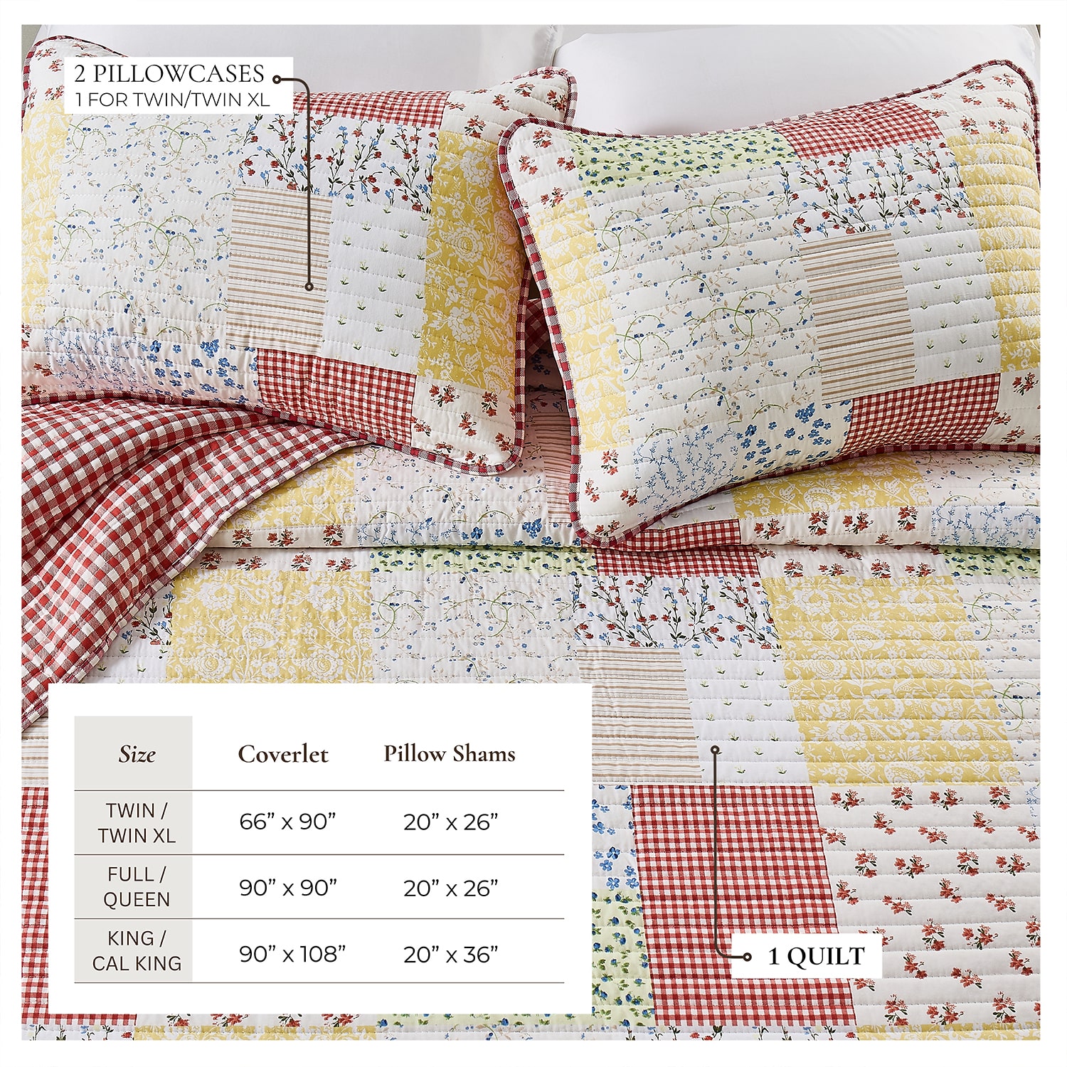 Linery Floral Patchwork Reversible Quilt Set