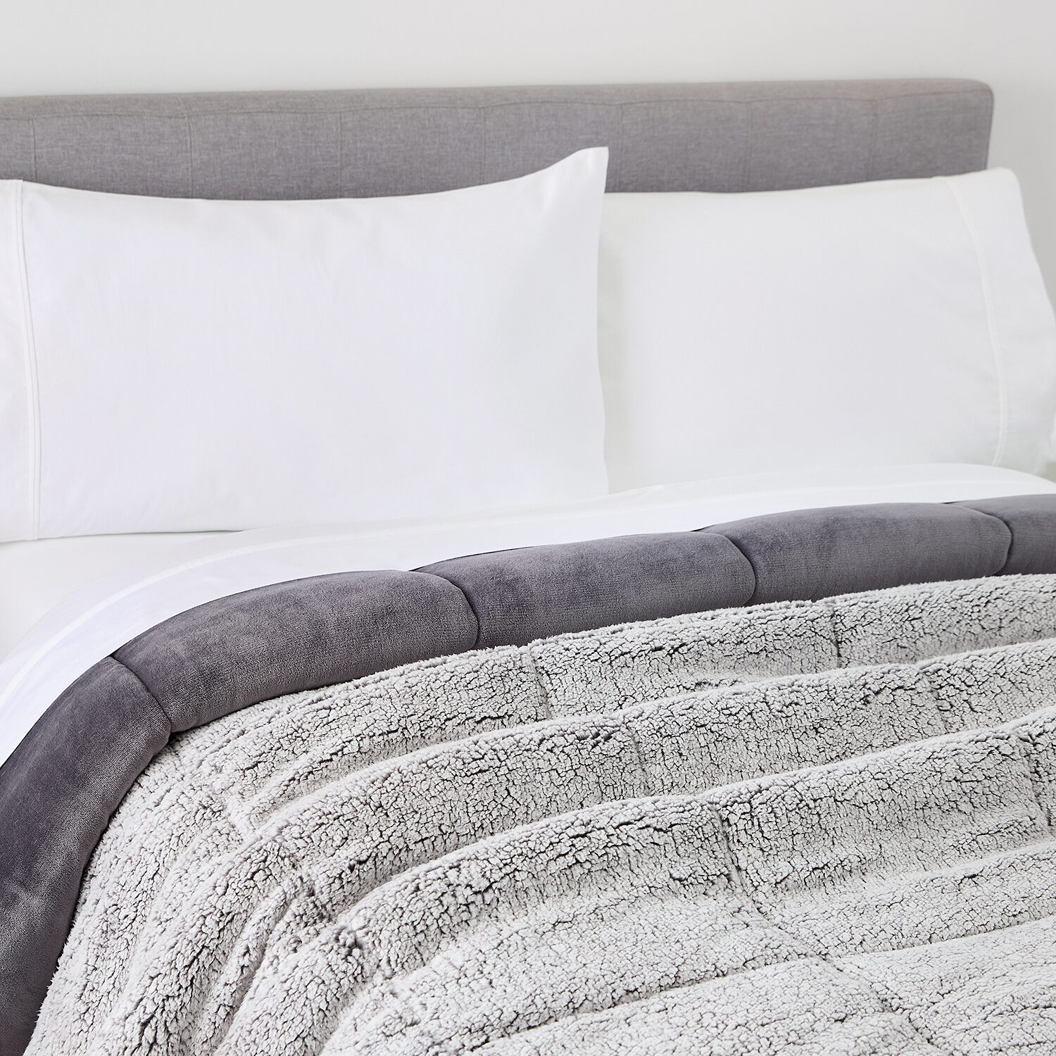 North Pole Trading Co. Solid Faux Mink To Sherpa Reversible Comforter