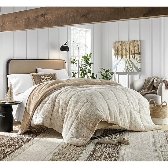North Pole Trading Co. Solid Faux Mink To Faux Sherpa Reversible Comforter