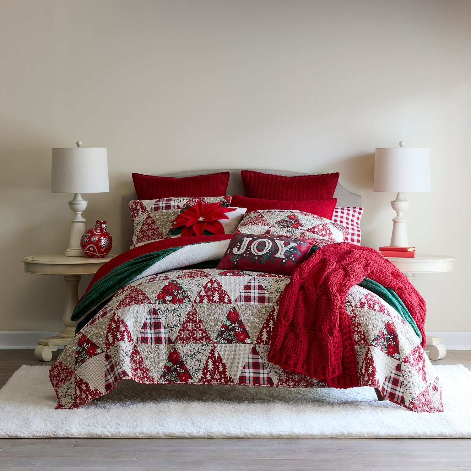 North Pole Trading Co. Triangle Patchwork 3-pc. Quilt Set