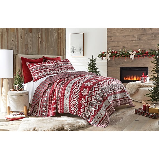 North Pole Trading Co. Novelty Stripe 3-pc. Quilt Set