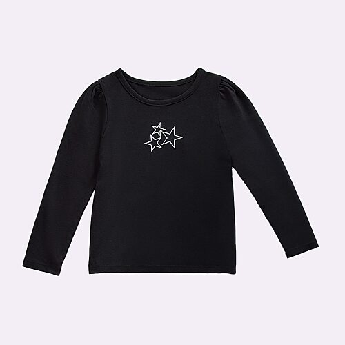 Okie Dokie Toddler & Little Girls Round Neck Long Sleeve Regular Fit Graphic T-Shirt, 18 Months, Black