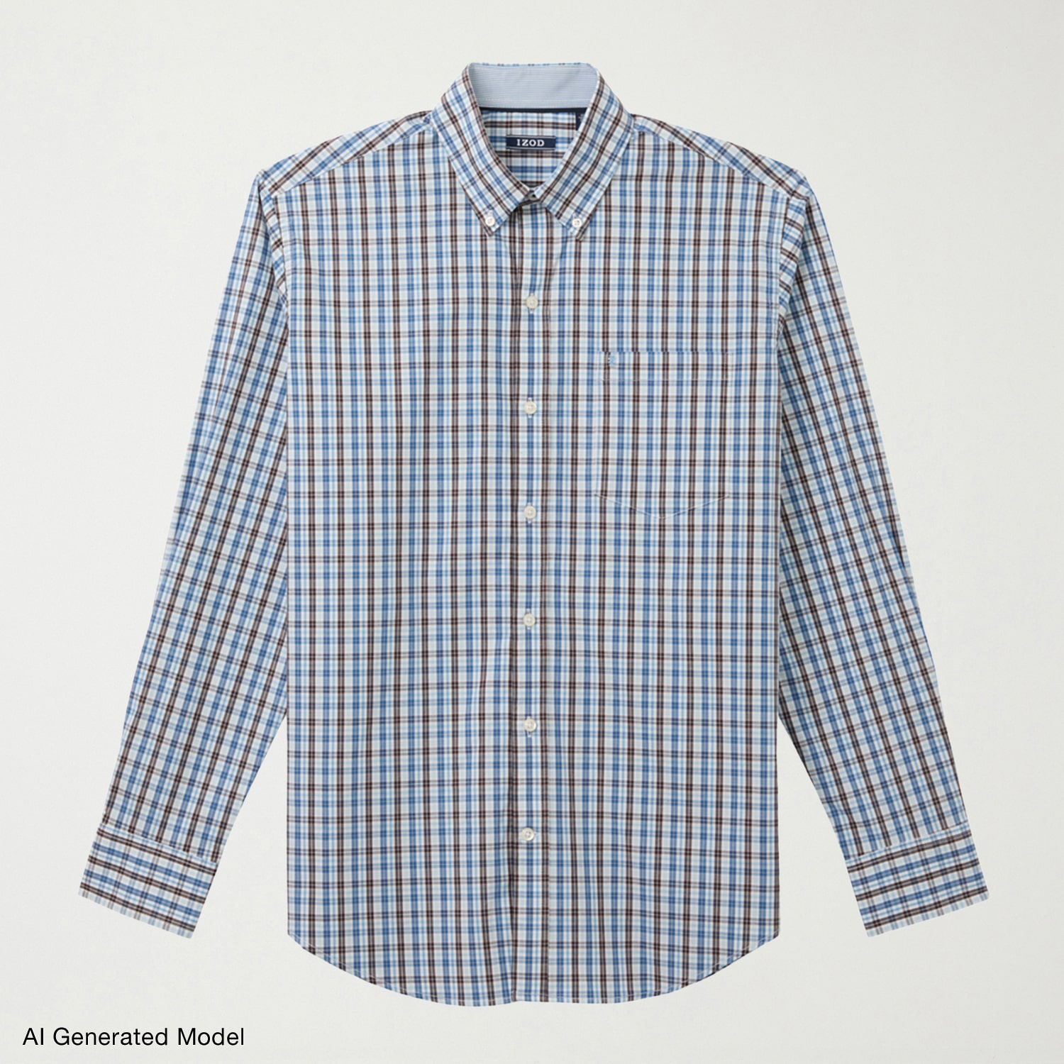 IZOD Mens Long Sleeve Regular Fit Wrinkle Free Button-Down Shirt