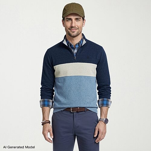 IZOD Advantage Performance Mens Long Sleeve Quarter-Zip Pullover, X-large, Blue