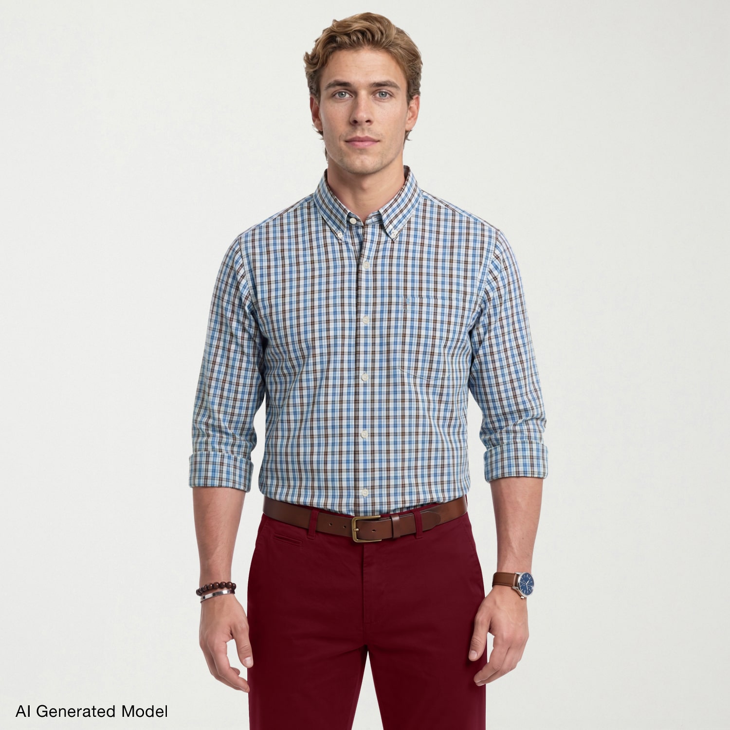 IZOD Mens Long Sleeve Regular Fit Wrinkle Free Button-Down Shirt