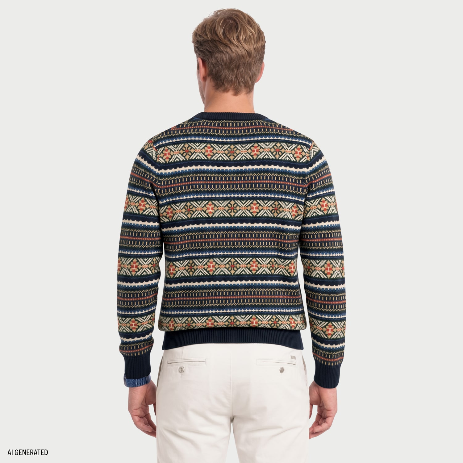 IZOD Fairisle Crew Mens Neck Long Sleeve Pullover Sweater