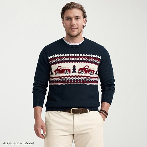 Izod Big And Tall Mens Crew Neck Long Sleeve Pullover Sweater In Blue