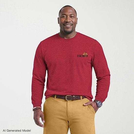 IZOD Mens Round Neck Long Sleeve Regular Fit Big and Tall Graphic T-Shirt