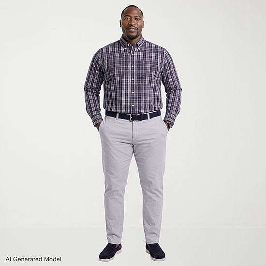 IZOD Mens Long Sleeve Regular Fit Big and Tall Button-Down Shirt