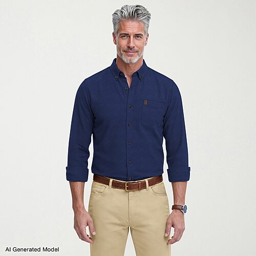 IZOD Stratton Mens Long Sleeve Regular Fit Flannel Shirt, Medium, Blue