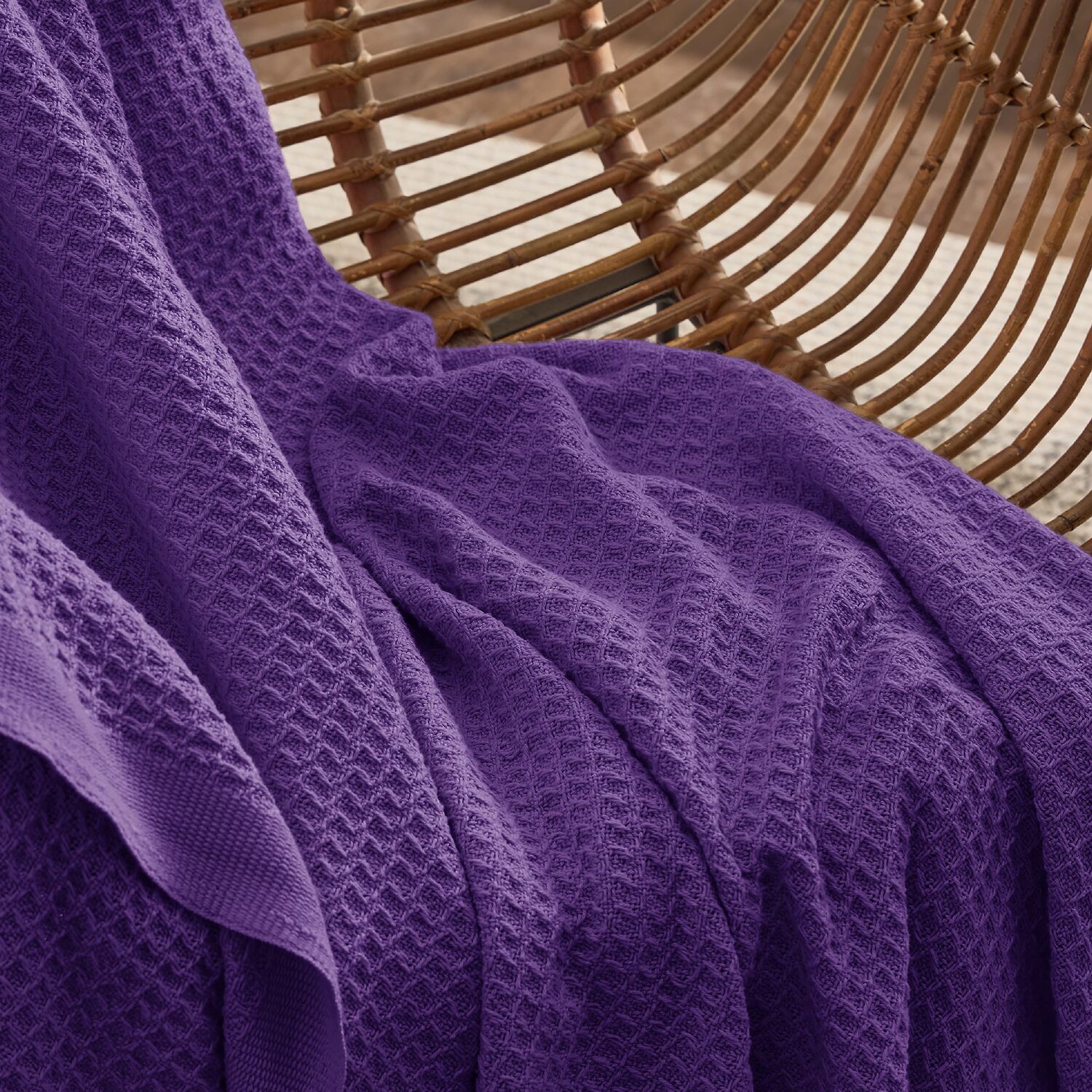 Bedsure® Cotton Solid-Waffle Midweight Blanket