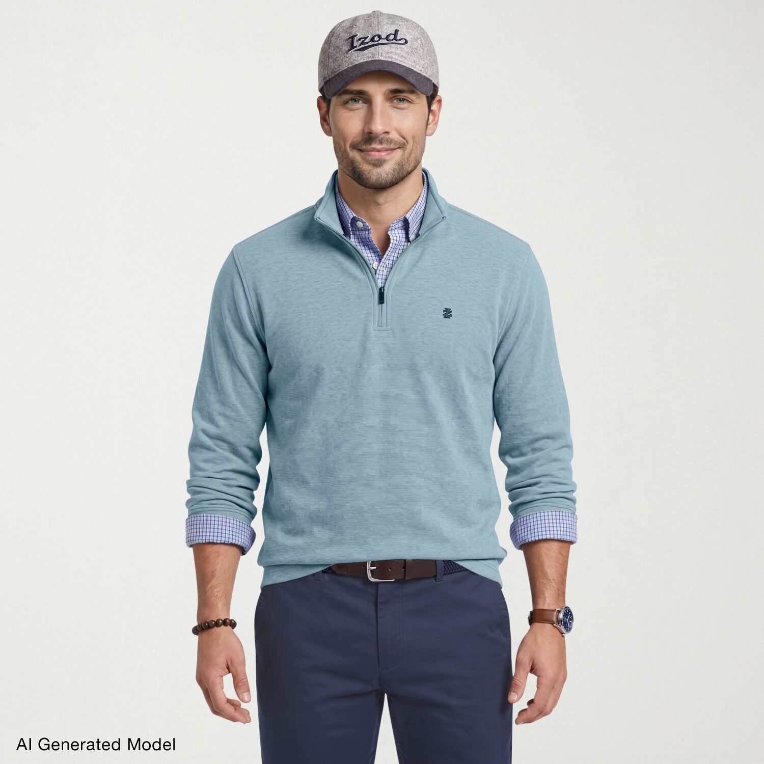IZOD Feeder Stripe Mens Long Sleeve Quarter-Zip Pullover