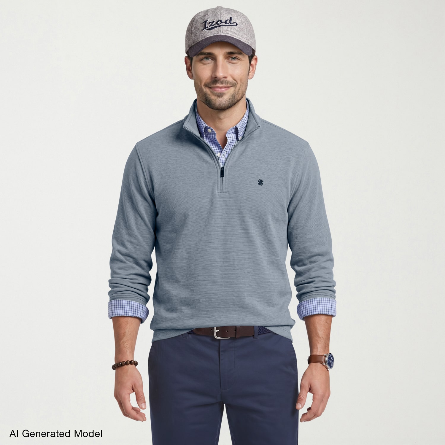 IZOD Feeder Stripe Mens Long Sleeve Quarter-Zip Pullover